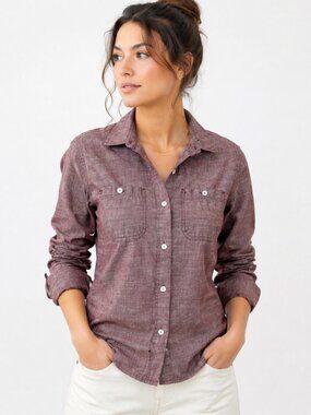 Carhartt Button Down Shirt Chambray Workwear Cotton Long Sleeve Women’s S